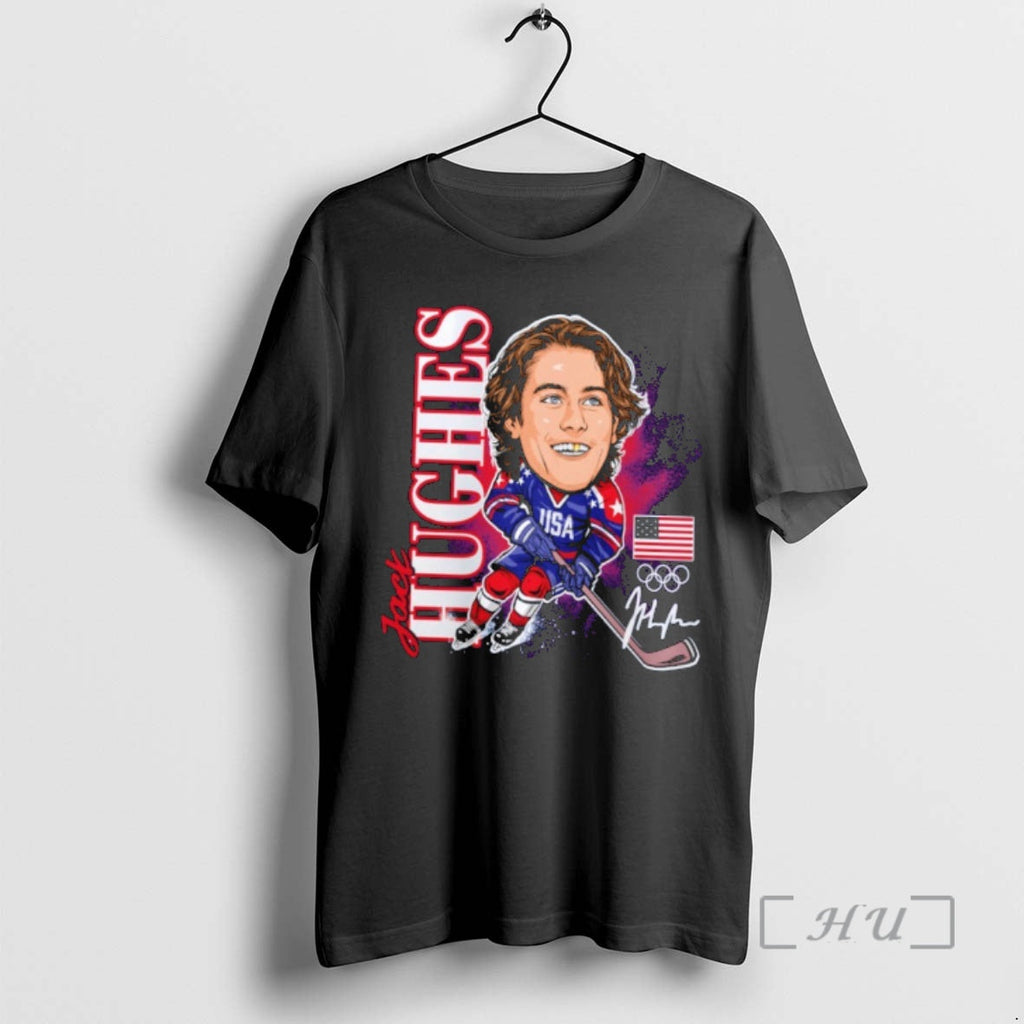 Officials Jack Hughes Usa Hockey Gold Medal Caricature Unisex