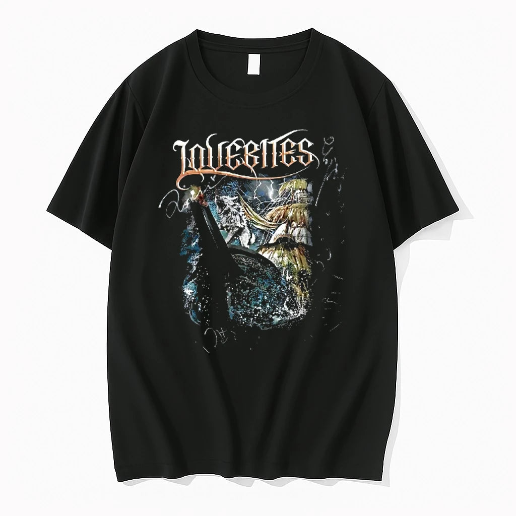 Officials Lovebites Howling White Wolf Wooden Ship Storm Ocean Waves Lightning Youth T Shirt Sweater