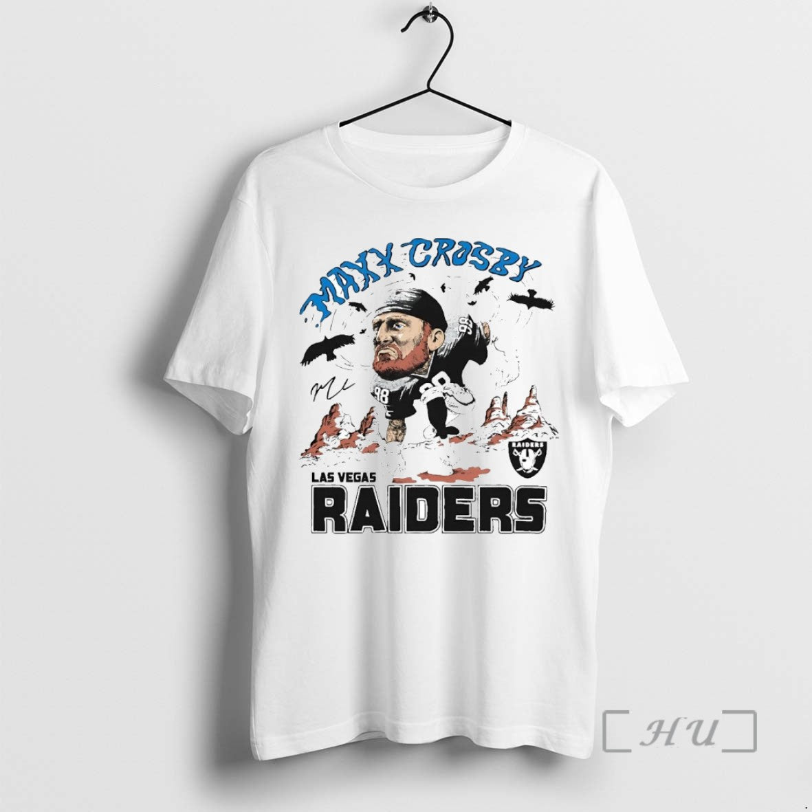 Officials Maxx Crosby Running Caricature Signature Raiders T Shirt Sweater