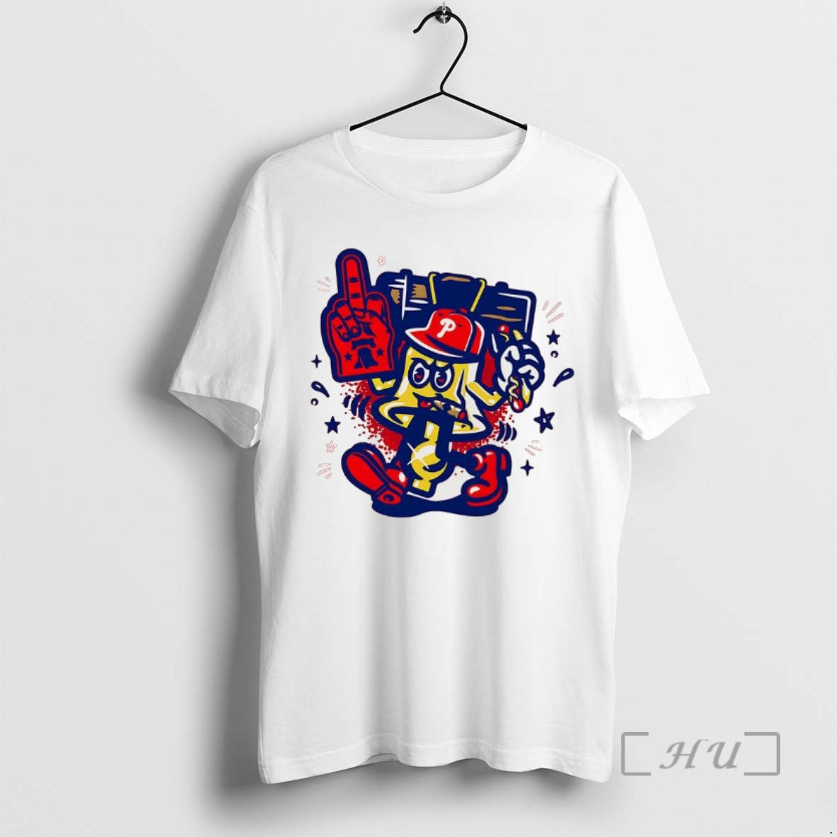 Officials Philadelphia Phillies Baseball Logo Foam Gloves And Hot Dog Tee Sweater