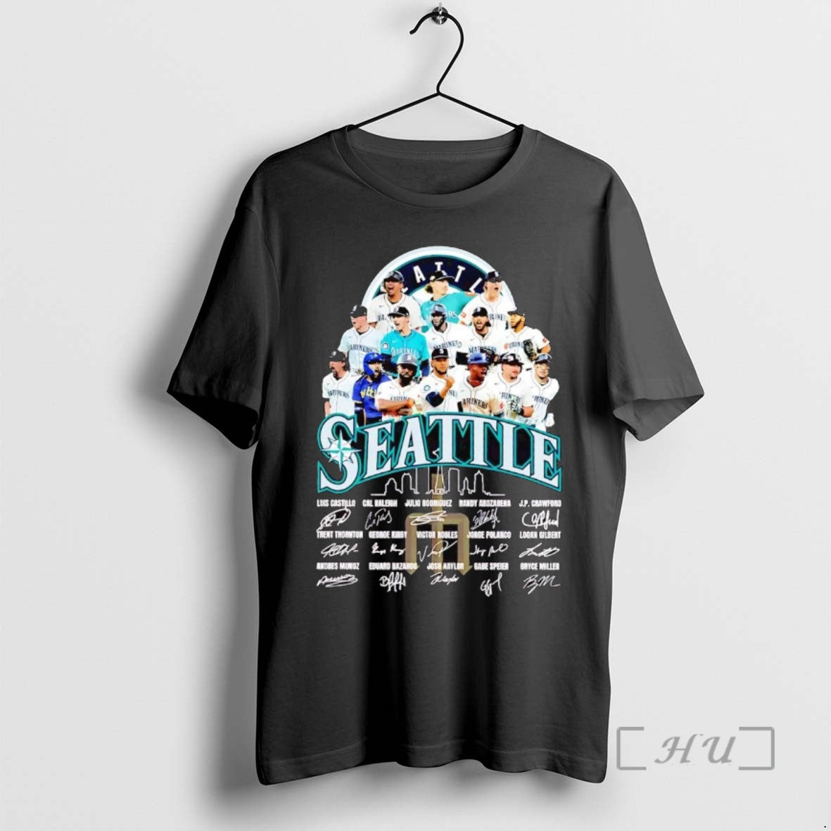 Officials Seattle Mariners Players Lineup Skyline Signatures T Shirt Sweater