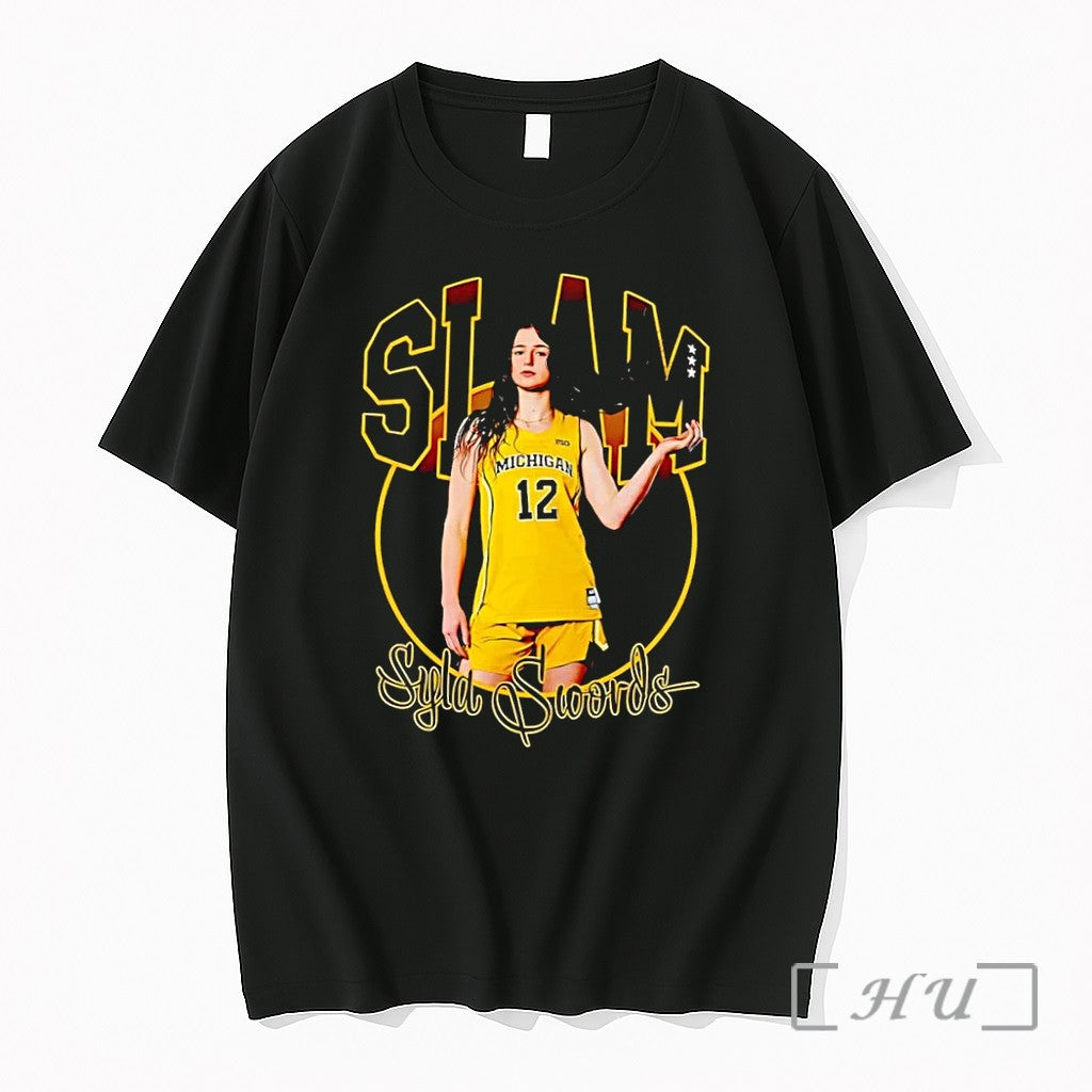Officials Slam Syla Swords Michigan Basketball Player Jersey Graphic Black Unisex