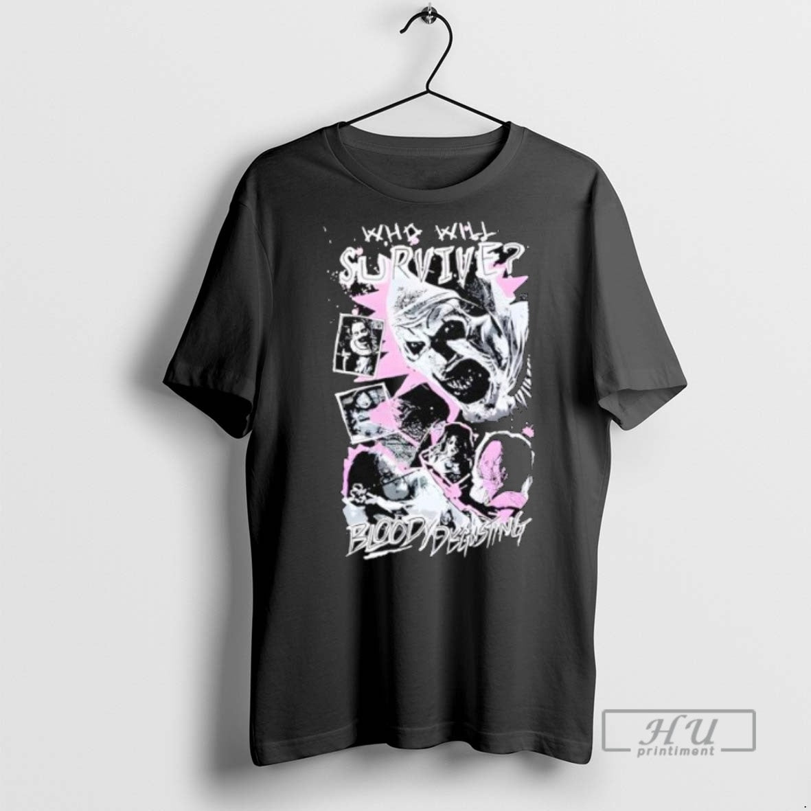 Officials Terrifier X Bloody Disgusting Who Will Survive T Shirt Sweatshirt Hoodies