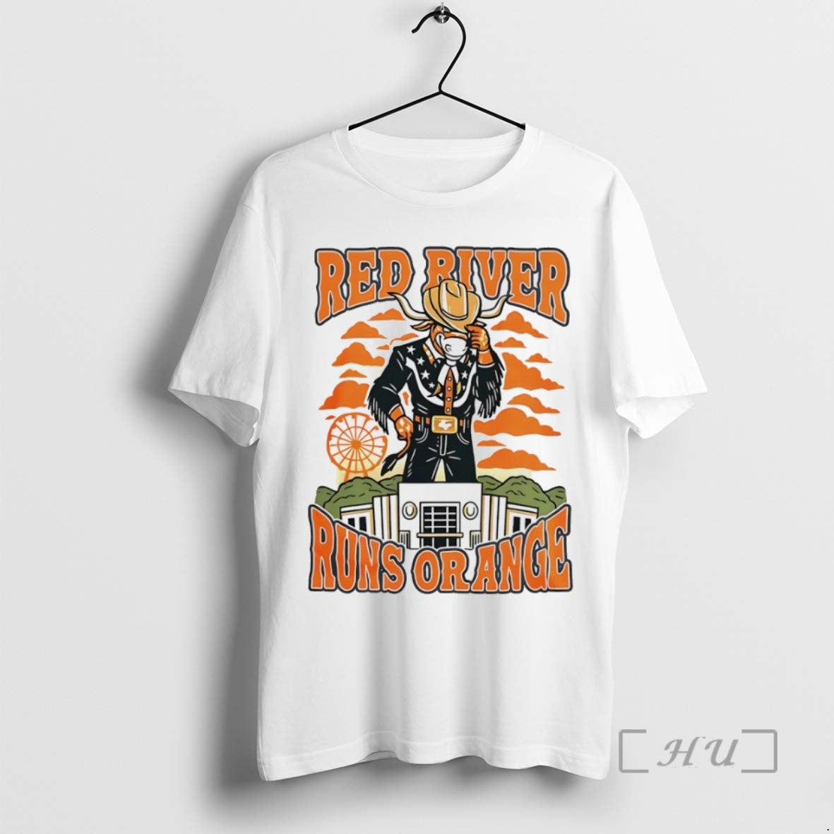 Officials Texas Longhorns Red River Runs Orange Mascot Tee Shirt Sweater