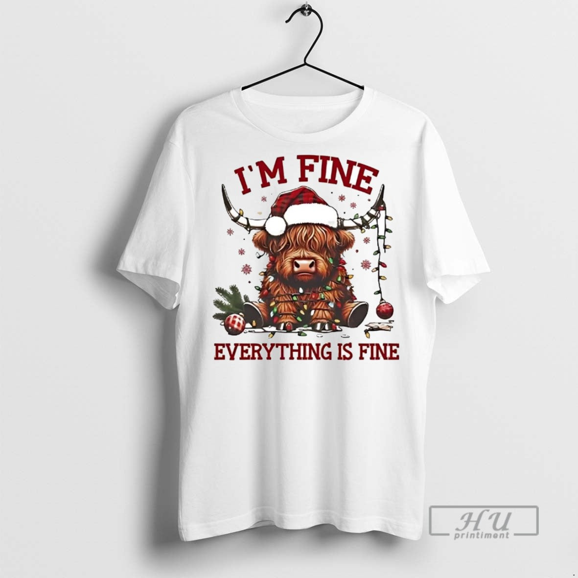 Officials Trending Christmas Lights Cow Im Fine Everything Is Fine T Shirt Sweatshirt Hoodies
