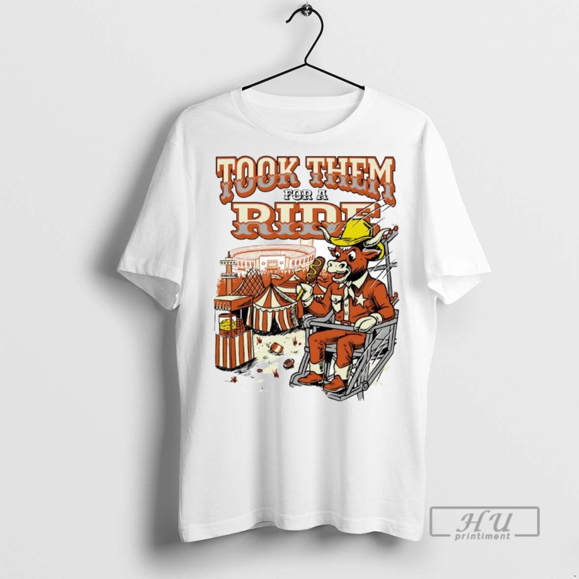 Officials Trending Texas Longhorns Took Them For A Ride Mascot Graphic Tee Shirt Sweatshirt Hoodies