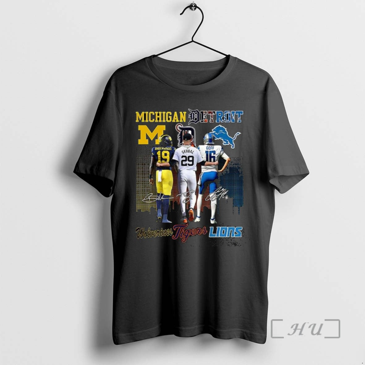Officials Underwood Michigan Wolverines Skubal Detroit Tigers Goff Detroit Lions Signature Tee Sweater