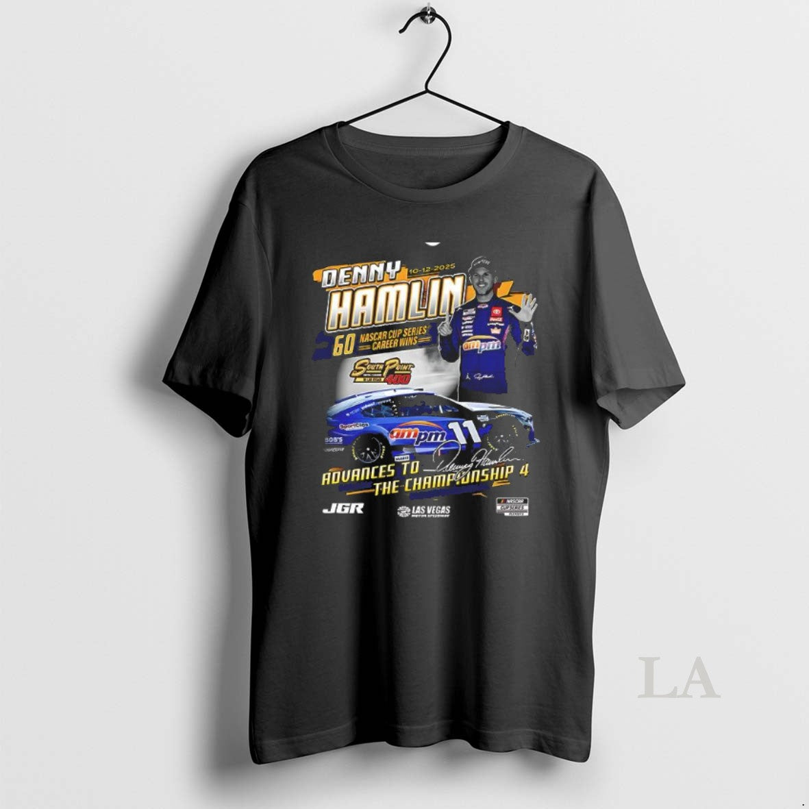 Original 2025 South Point 400 Race Winner Denny Hamlin Checkered Flag Sports