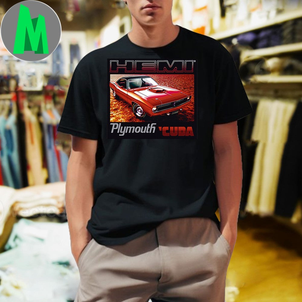 Original Barracuda Muscle Car Adult Hemi Plymouth Cuda Shirt Unisex