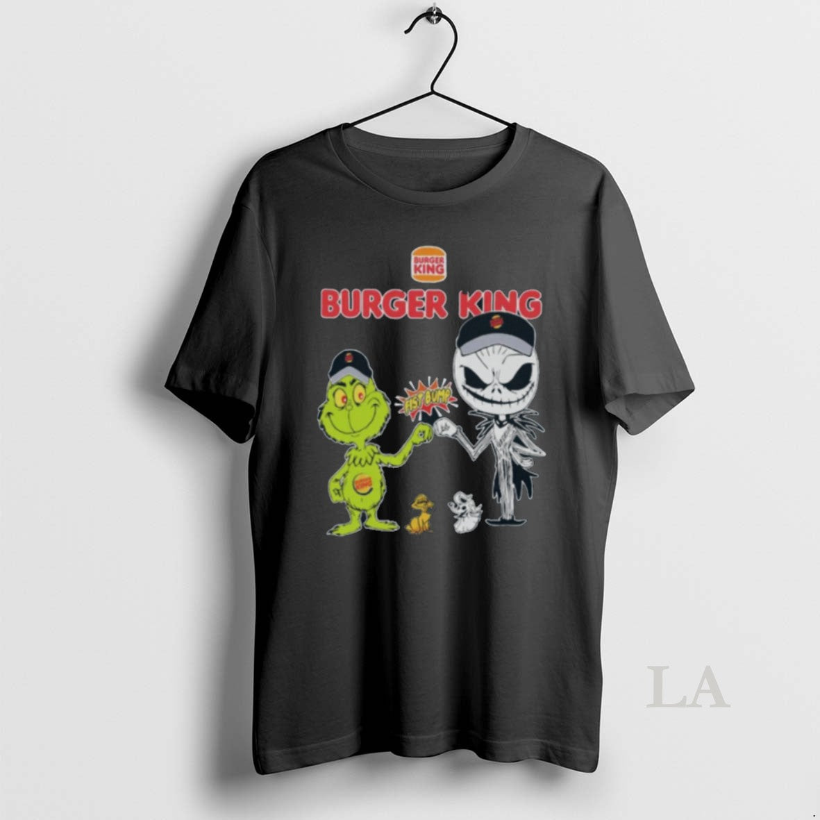 Original Burger King Merch Grinch And Jack Skellington Fist Bump Burger King Halloween Hoodie0