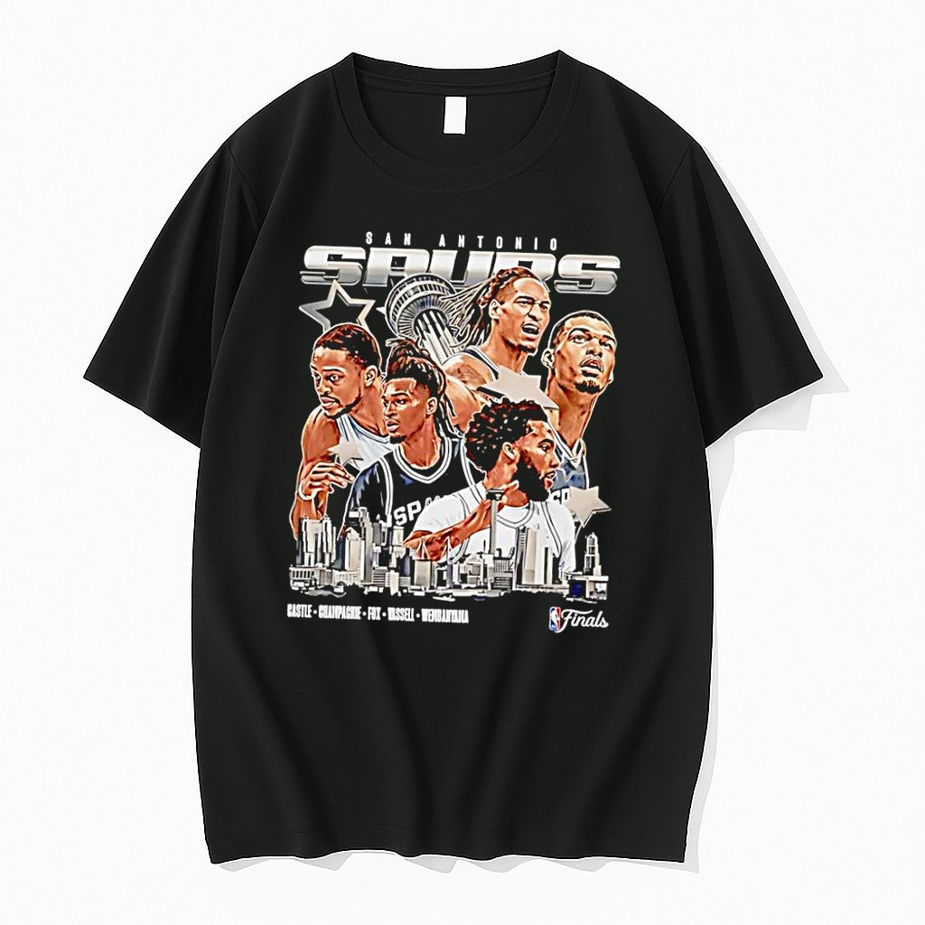 Original Castle Champagnie Fox Vassell Wembanyama San Antonio Spurs Black Tshirts Unisex