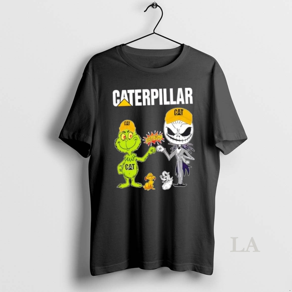 Original Caterpillar X Grinch And Jack Skellington Fist Bump Uniwilling Friends