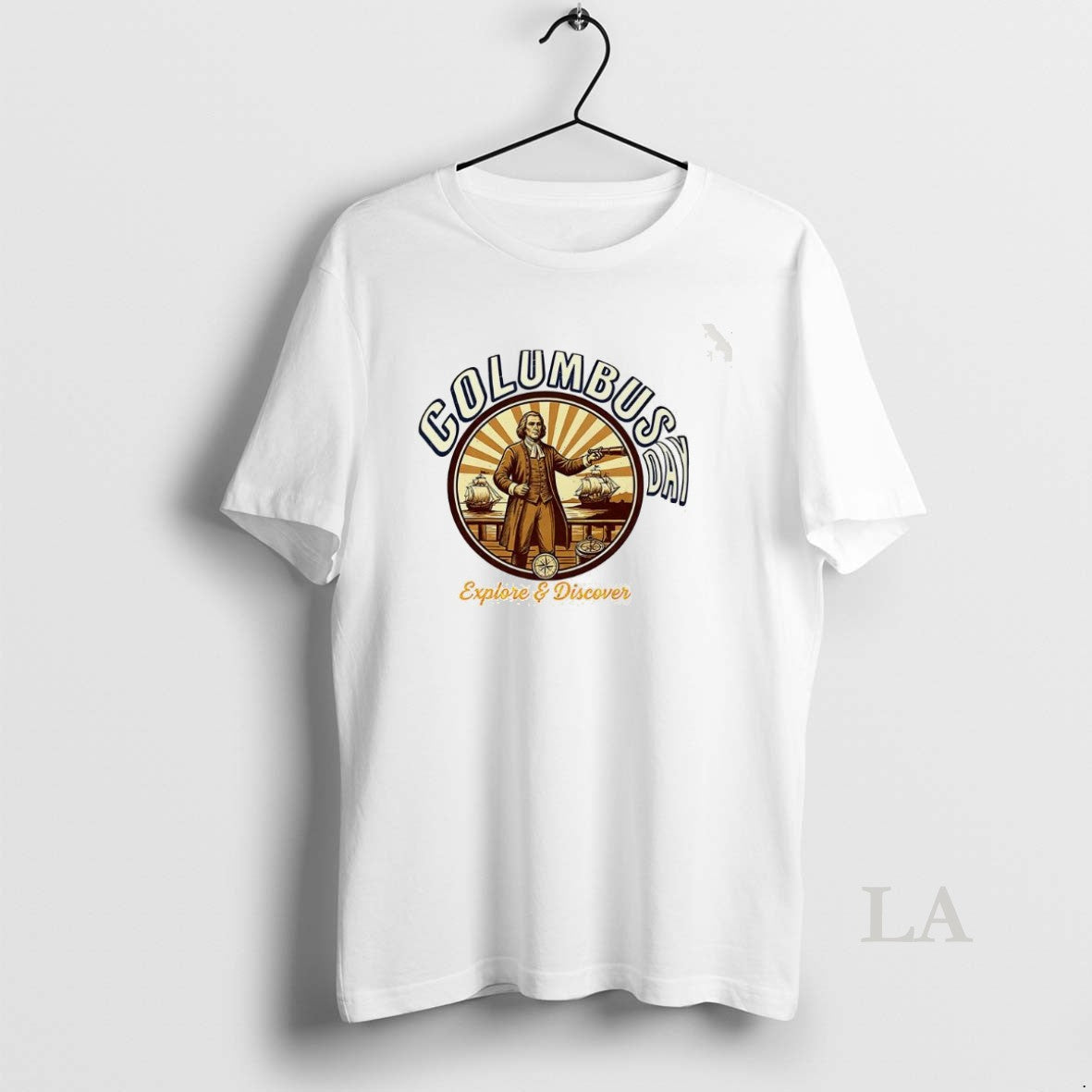 Original Columbus Day Explore And Discover Retro Logo