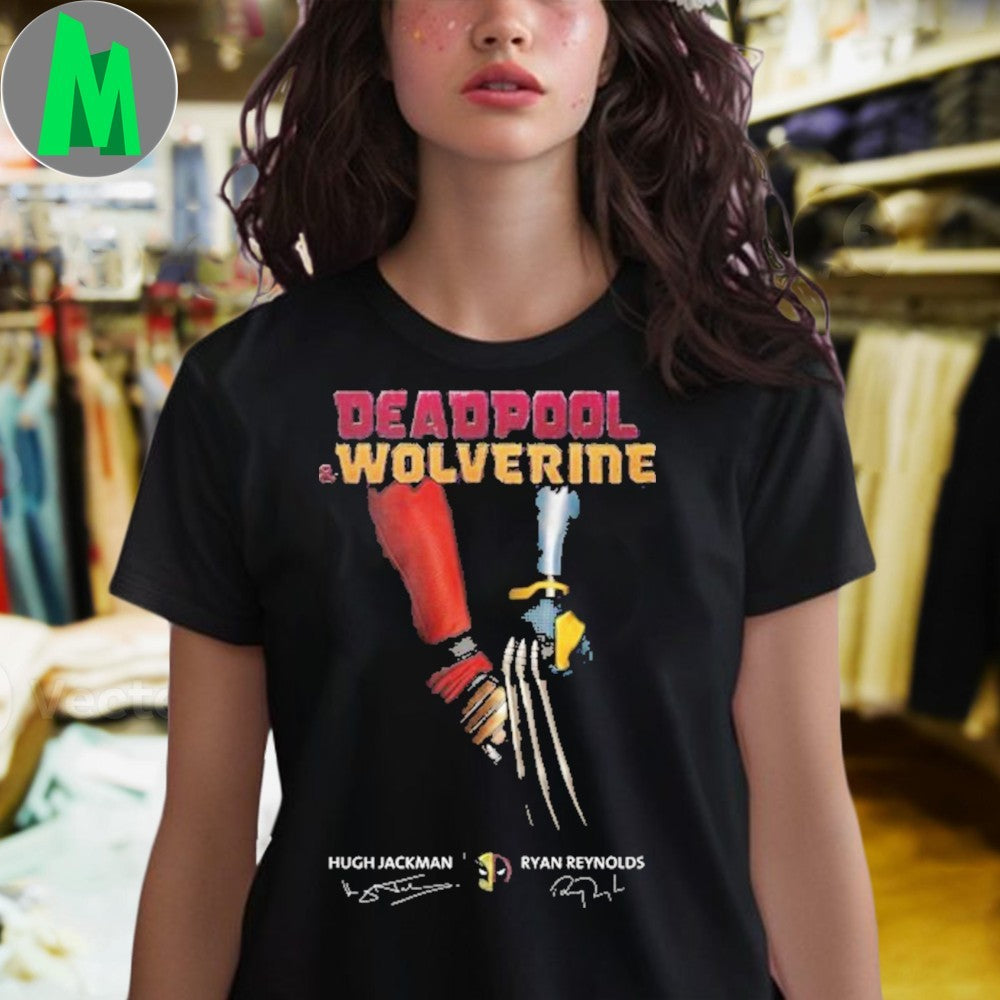 Original Deadpool & Wolverine Signature Hugh Jackman x Ryan Reynolds Unisex T-Shir Unisex