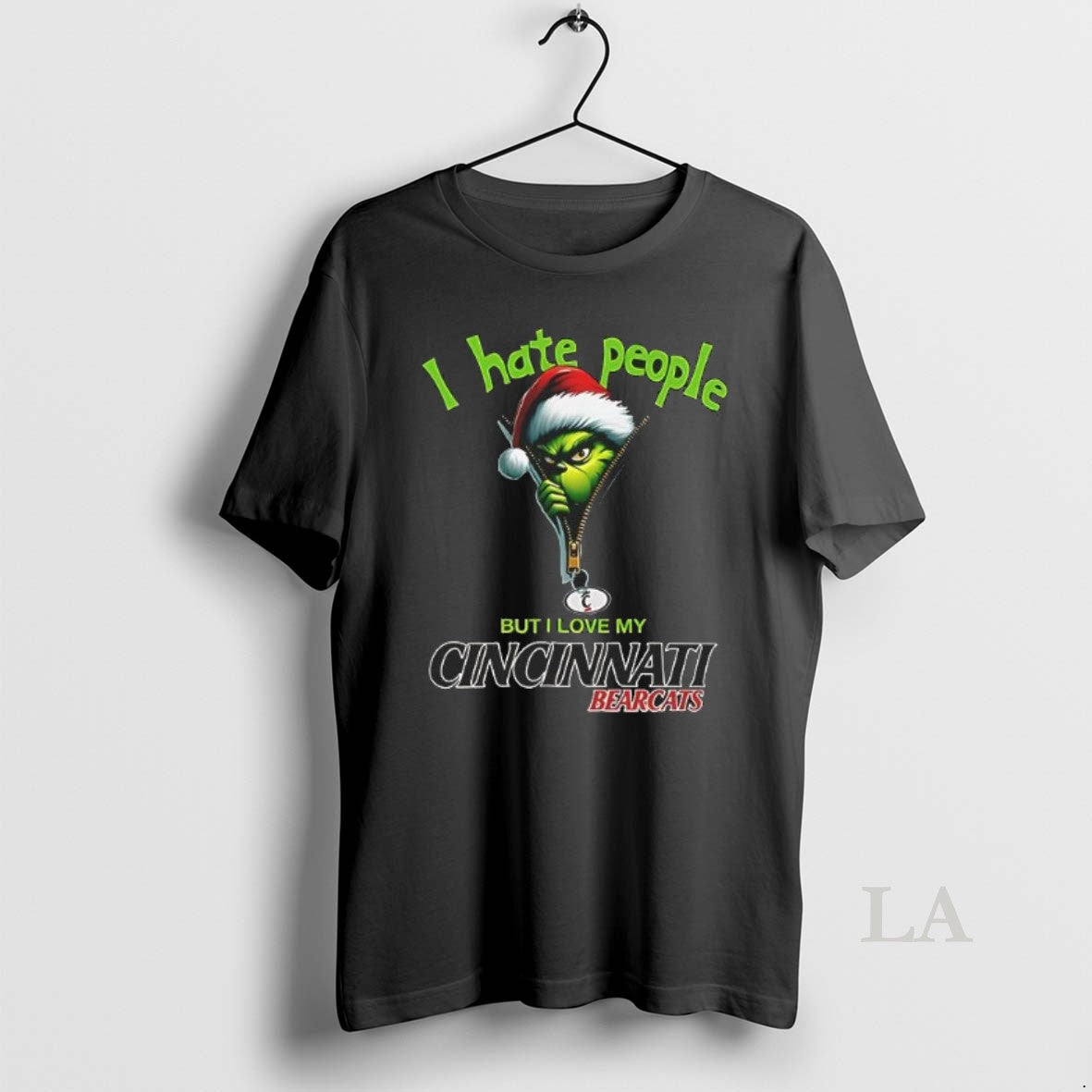 Original Grinch Santa Hat I Hate People But I Love My Cincinnati Bearcats Christmas Logo