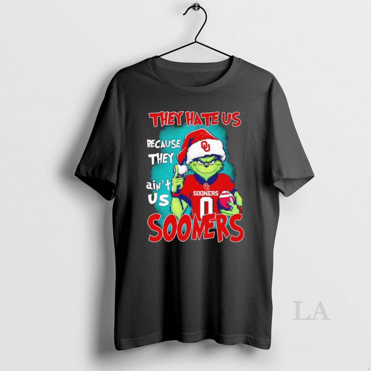 Original Grinch They Hate Us Because They Aint Us Oklahoma Sooners Christmas