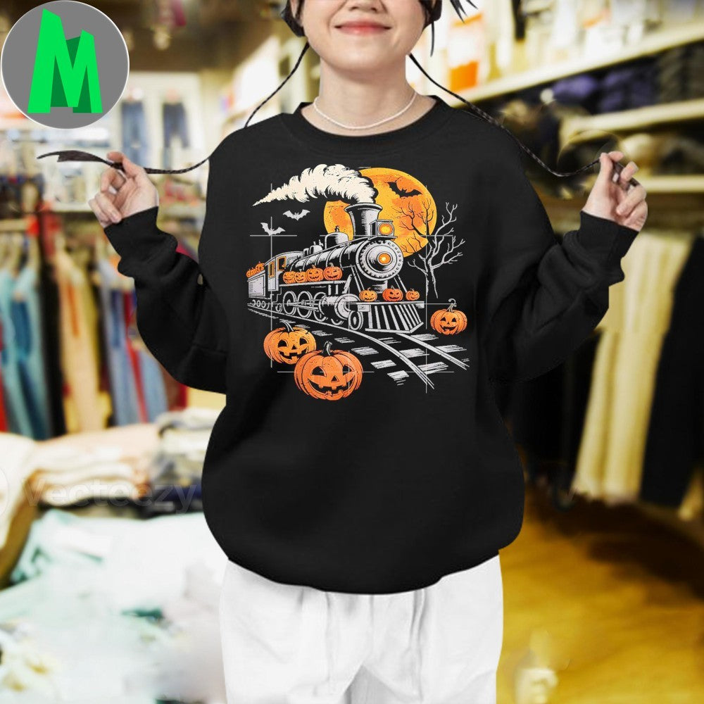 Original Halloween Train Jack O Lantern Pumpkin Shirt Unisex