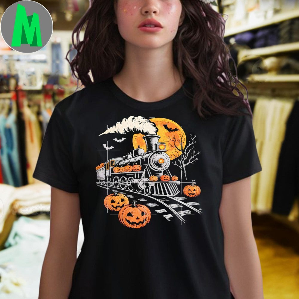 Original Halloween Train Jack O Lantern Pumpkin Shirt Unisex