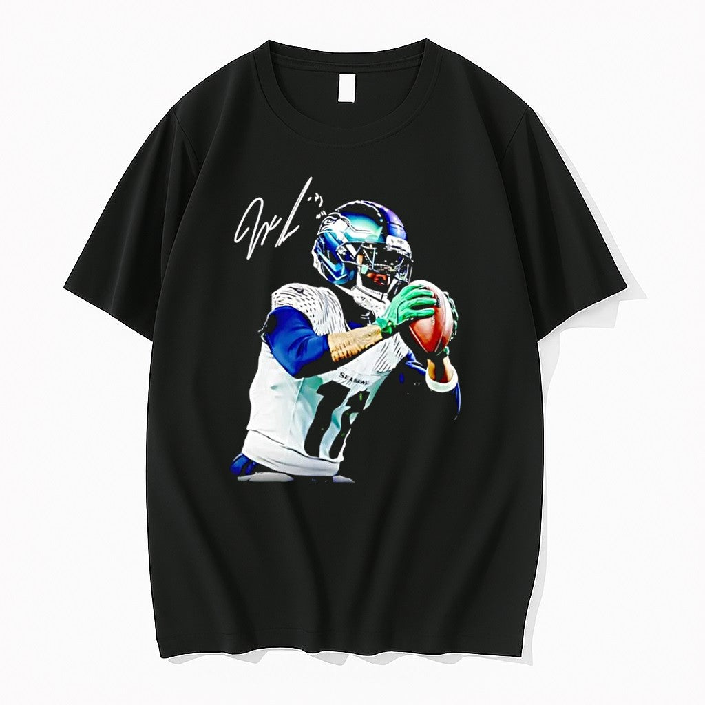 Original Jaxon Smith Njigba Catching Football Seahawks Black Tshirts Jpg Unisex