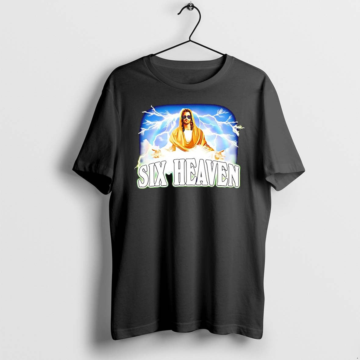 Original Jesus Christ Six Heaven With Lightning Bolt And Clouds Tshirts Jpg Unisex