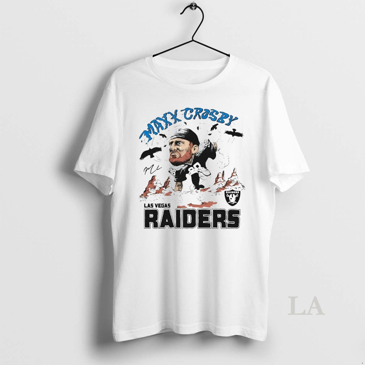 Original Maxx Crosby Running Caricature Signature Raiders