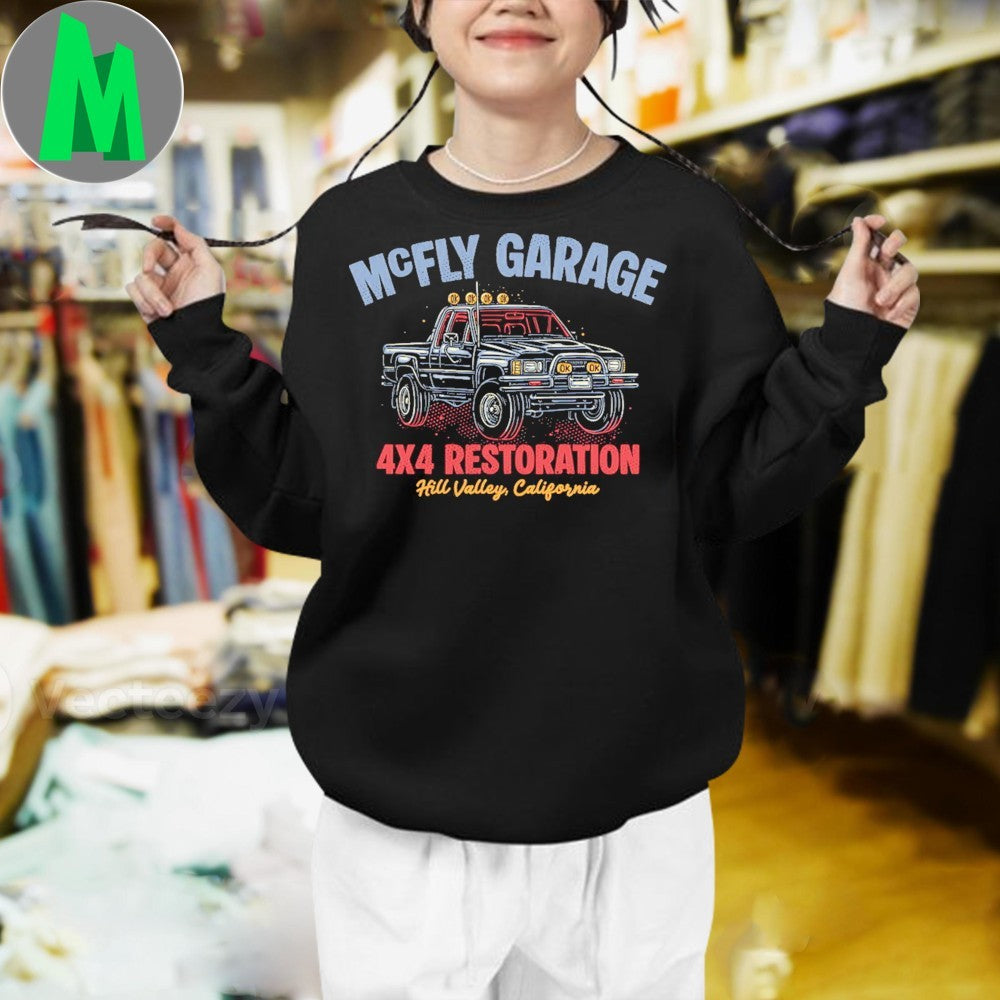 Original McFly Garage 4×4 Restoration Hill Valley California Shirt Unisex