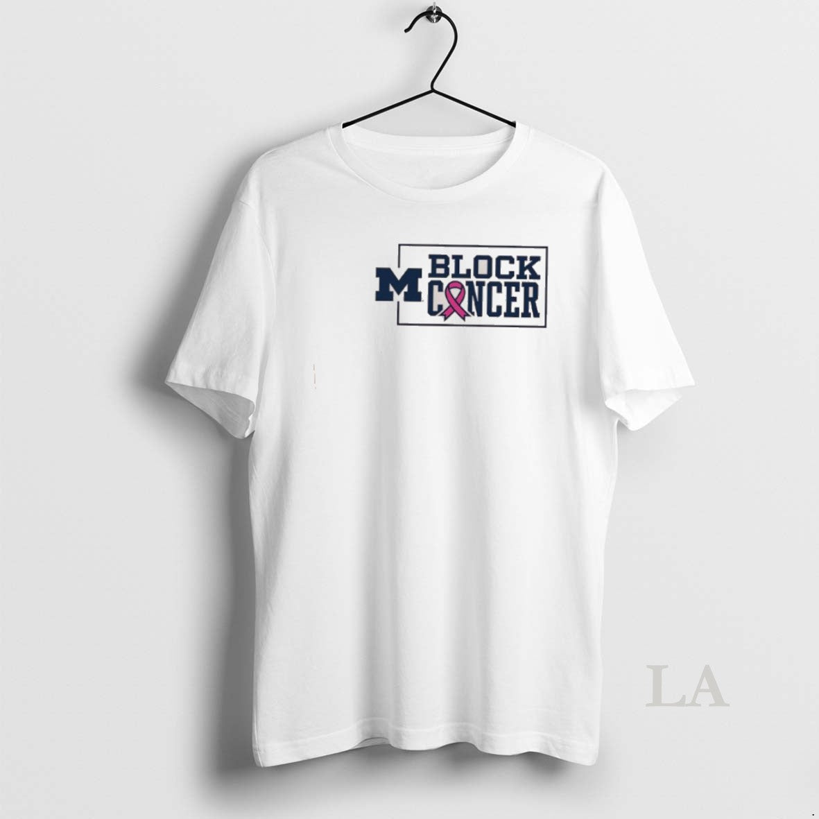 Original Michigan Wolverines Block Cancer Pink Ribbon