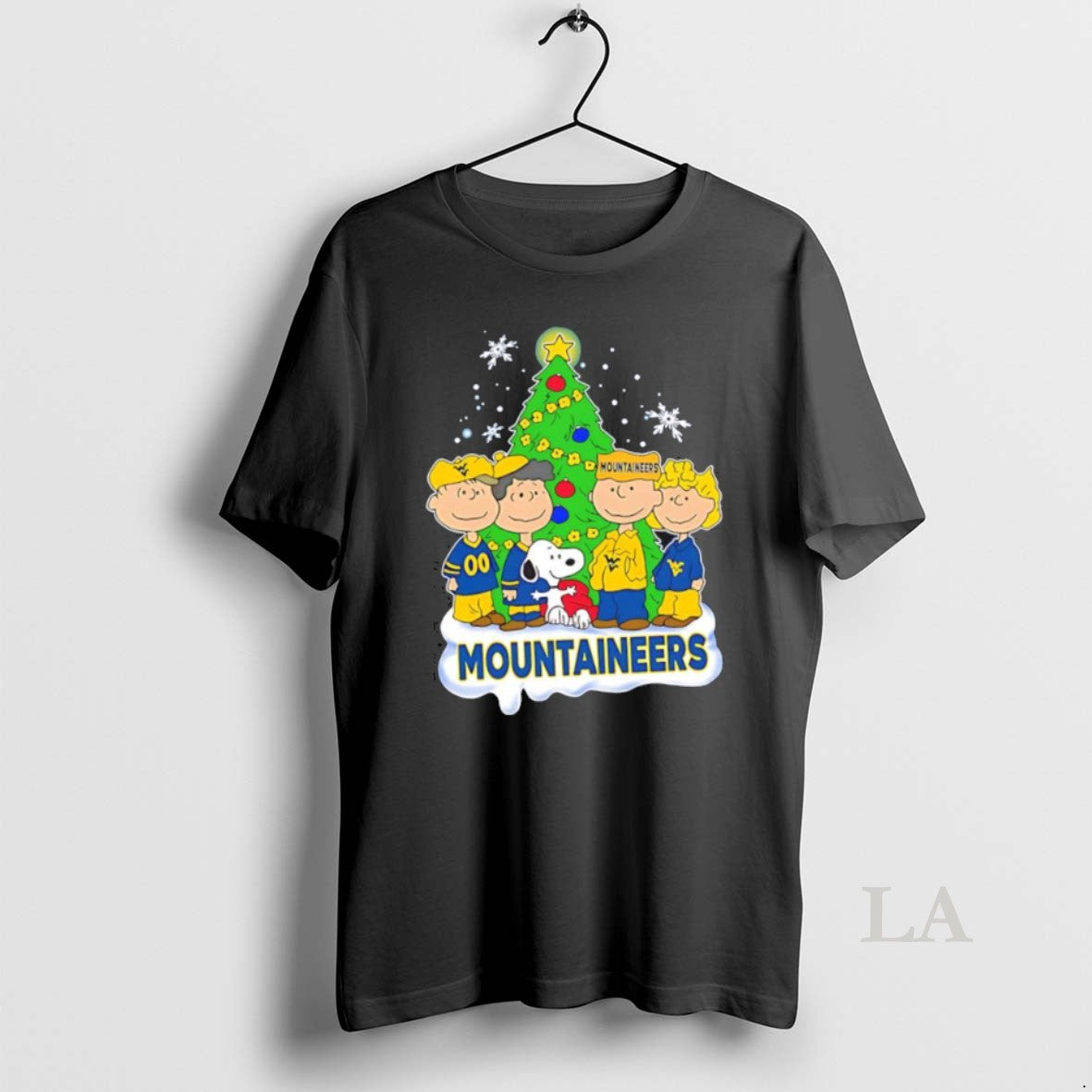 Original Peanuts Characters Christmas Wearing West Virginia Mountaineers