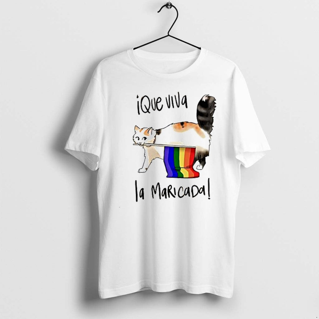 Original Que Viva La Maricada Pride Cat Rainbow Flag Lgbt Tshirts Jpg Unisex