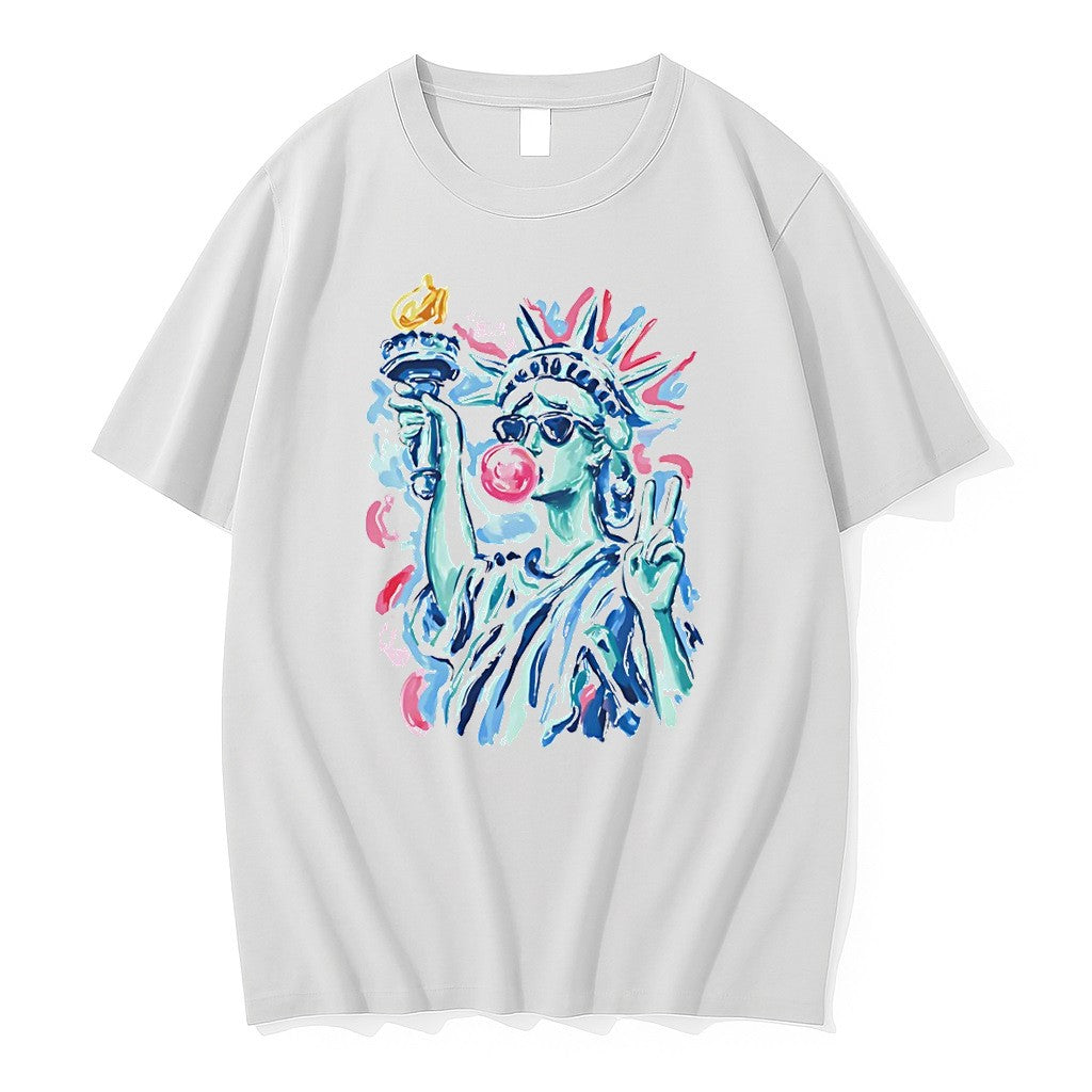 Original Statue Of Liberty Blowing Bubble Gum 4th Of July 250th Anniversary Tshirts Unisex