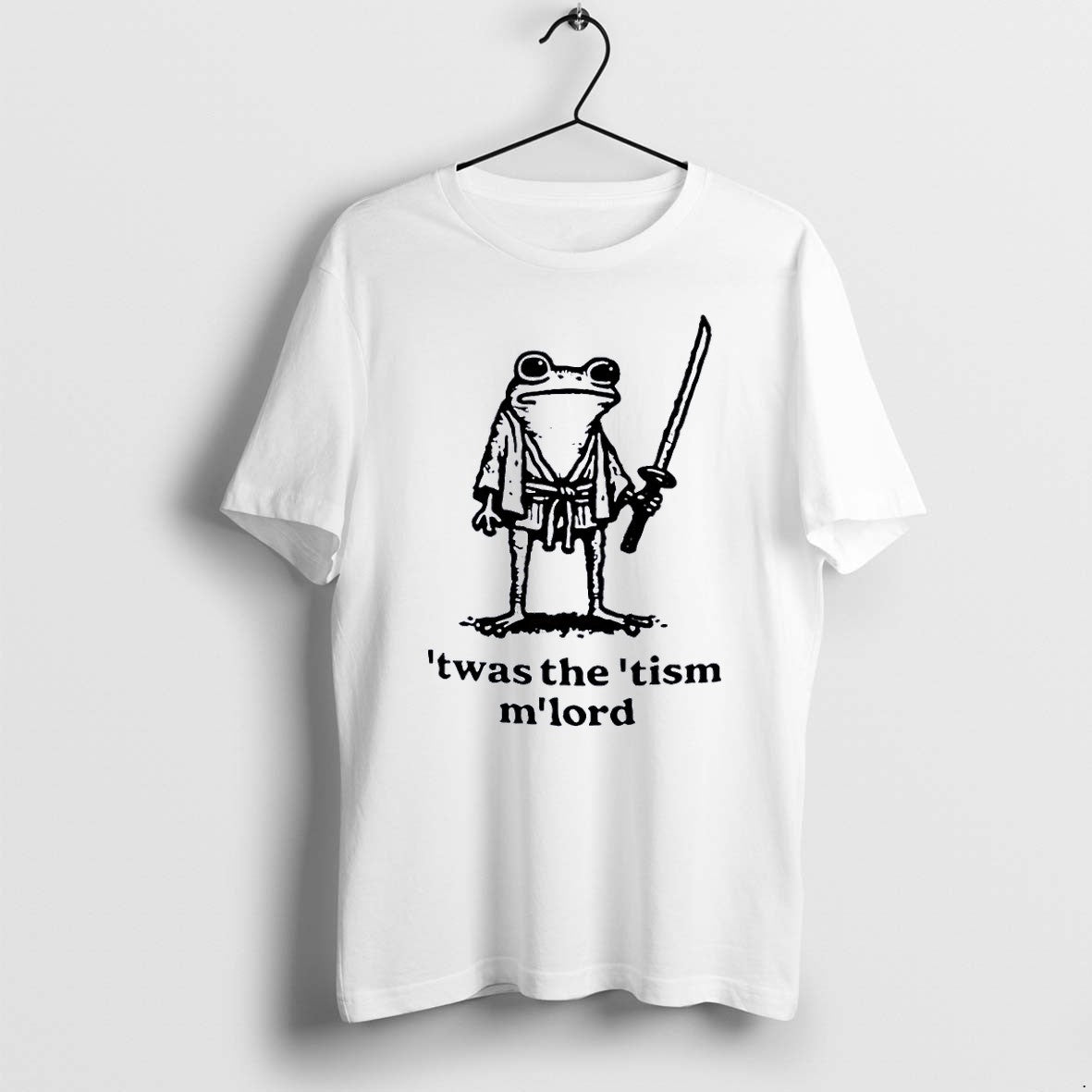 Original Twas The Tism Mlord Frog Samurai Wearing Kimono Holding Katana White Tshirts Unisex