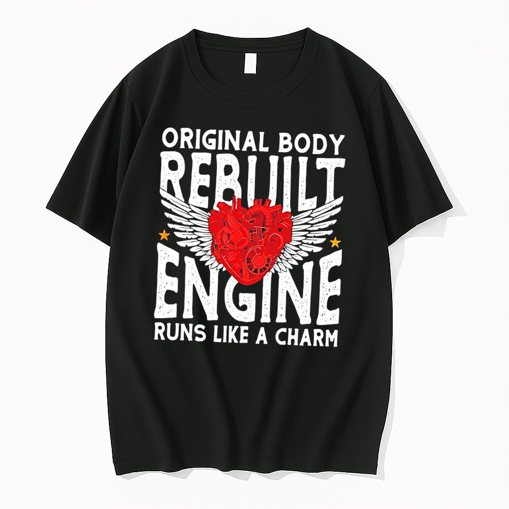Original Body Rebuilt Engine Runs Like A Charm Winged Mechanical Heart Tee Tshirts Unisex