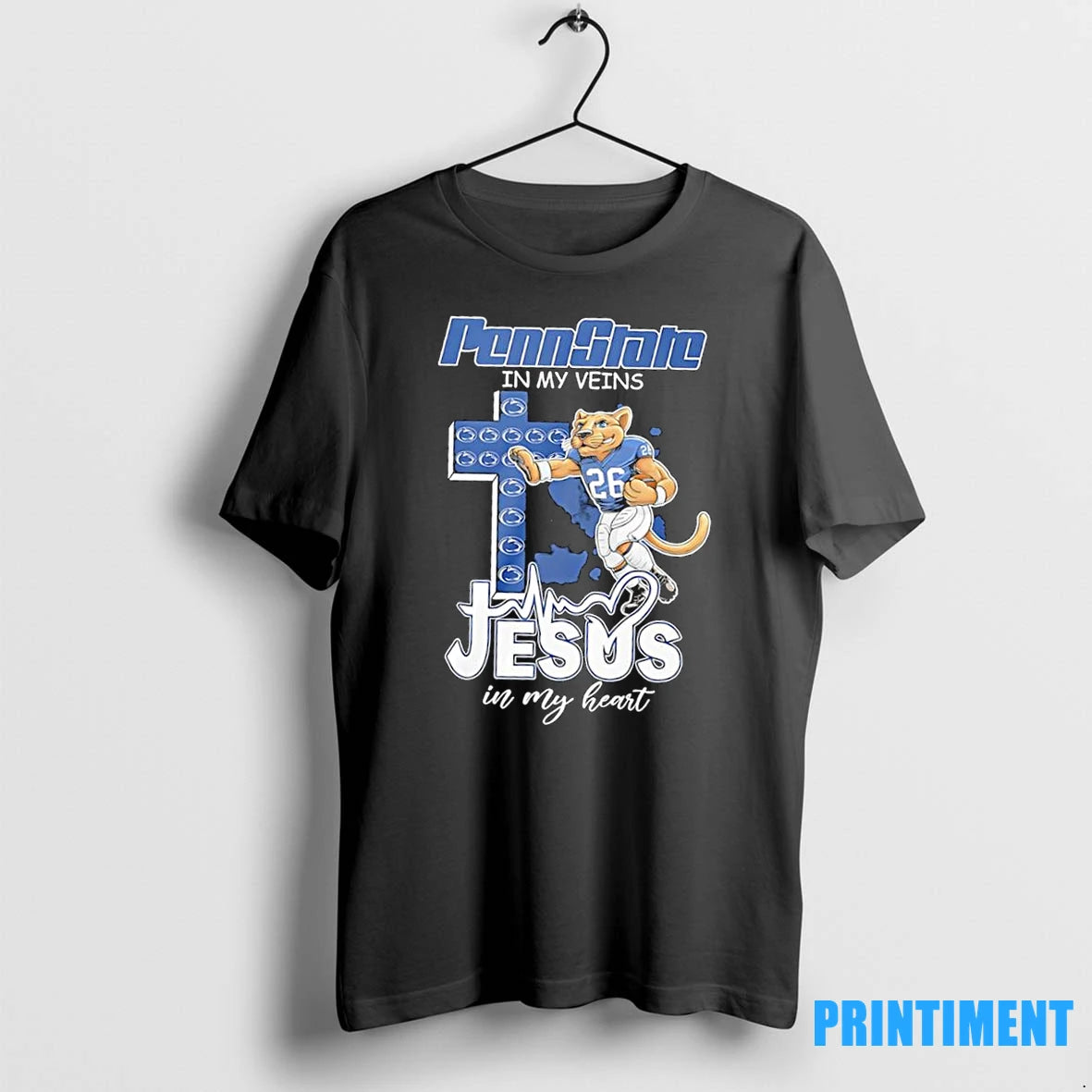 Penn State Nittany Lions In My Veins Jesus In My Heart Lion Mascot Logo Tshirts