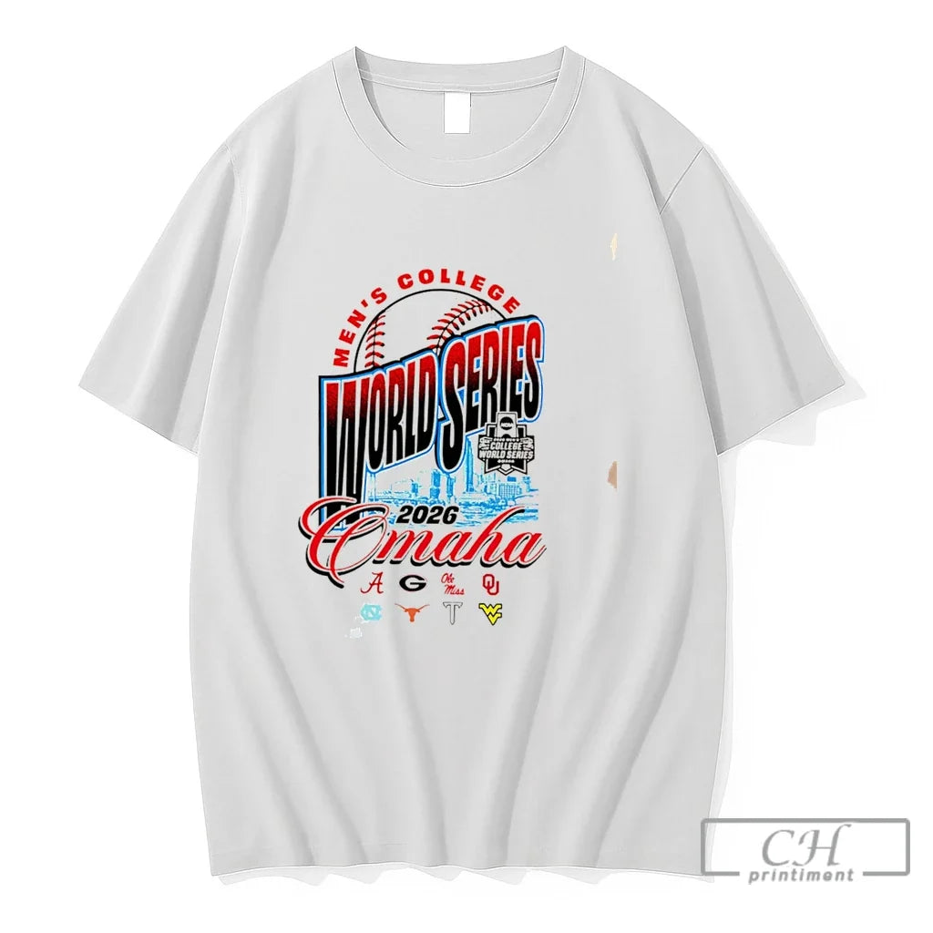 Premium 2026 Mens College World Series 8 Team Logos Tee Unisex