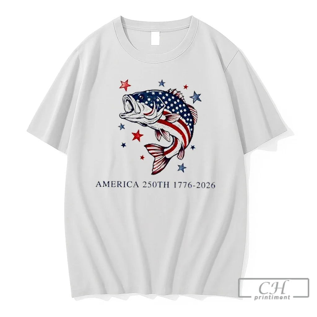 Premium Bass Fish American Flag Patriotic America 250th 1776 2026 Unisex