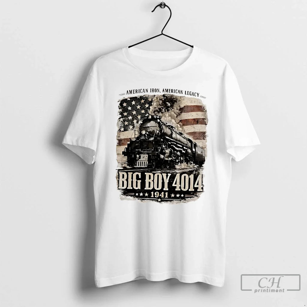 Premium Big Boy 4014 Steam Locomotive 1941 American Flag Vintage Unisex
