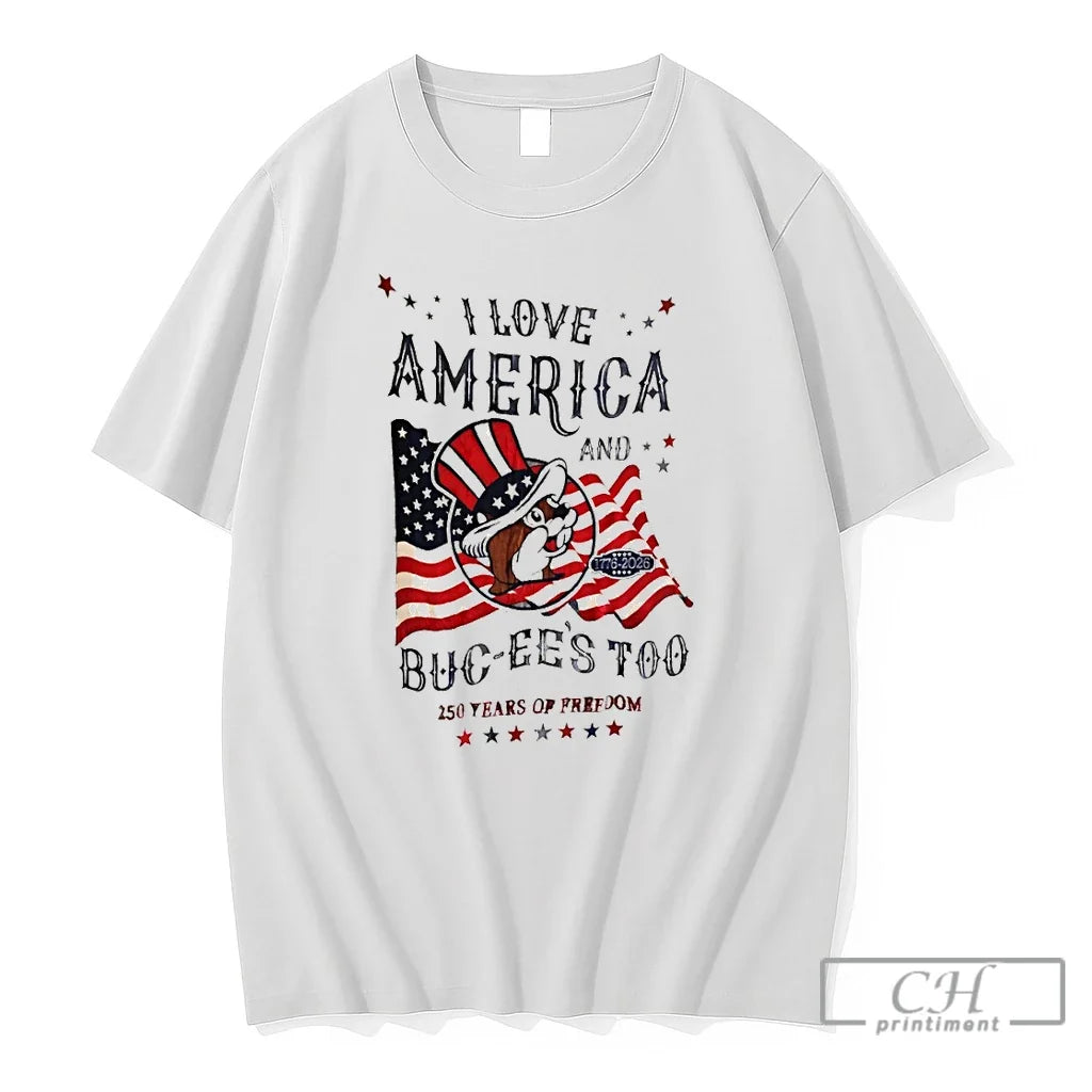 Premium Buc Ees Patriotic I Love America Buc Ees Too American Flag T Shirts Sweater Unisex
