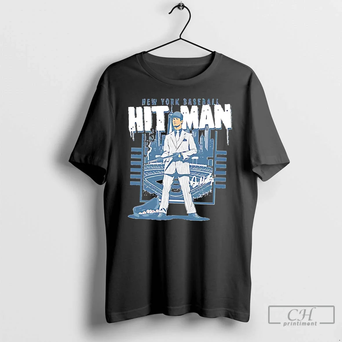 Premium Don Mattingly New York Yankees Hit Man Skyline Signature Tee Unisex