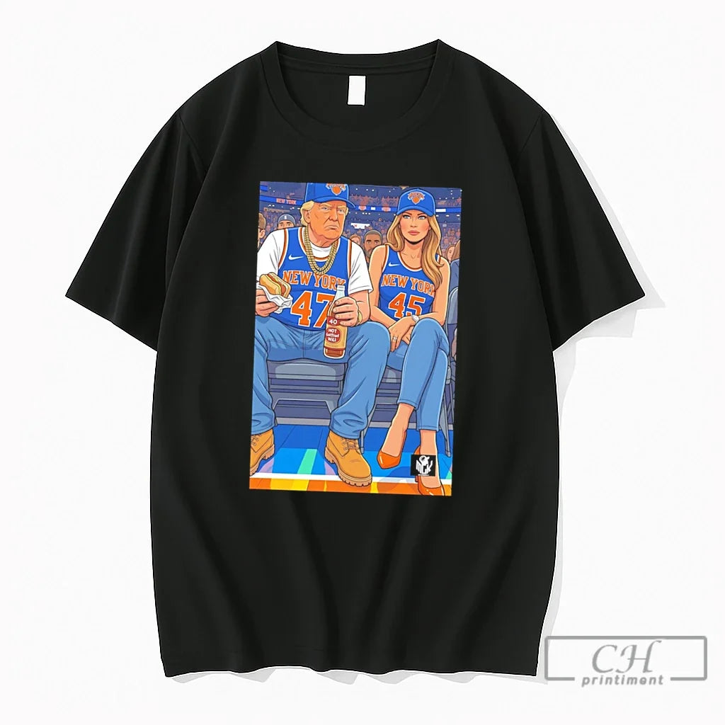 Premium Donald Trump And Melania Trump Wearing New York Cartoon Tee Unisex