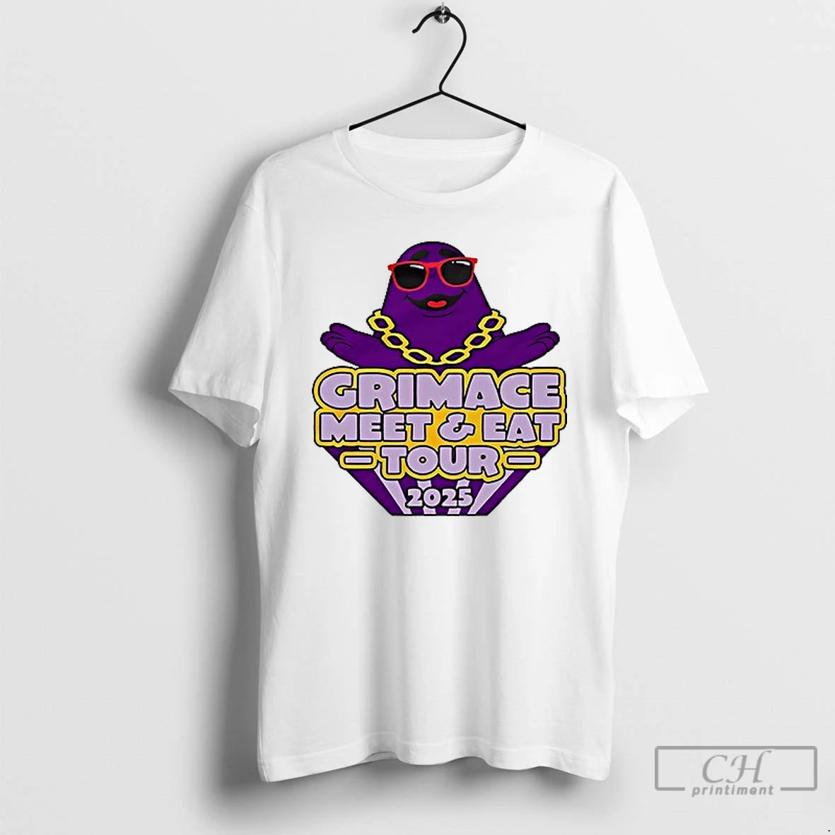 Premium Grimmace Meet And Eat Tour 2025 Cities 1 Sided T Shirts