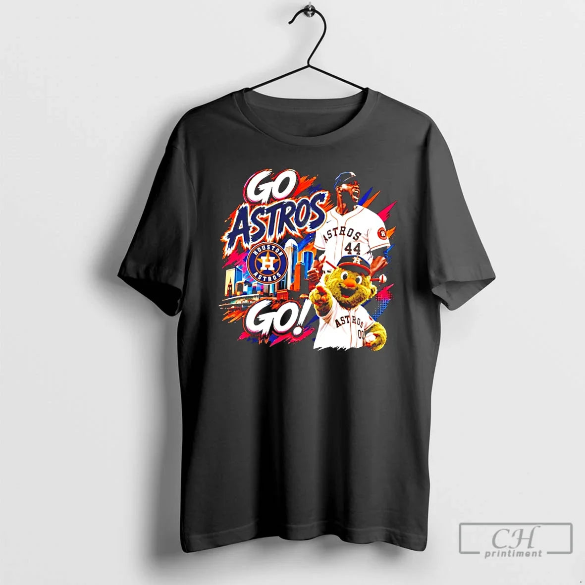 Premium Houston Astros Go Astros Mascot Graphic Tee Unisex