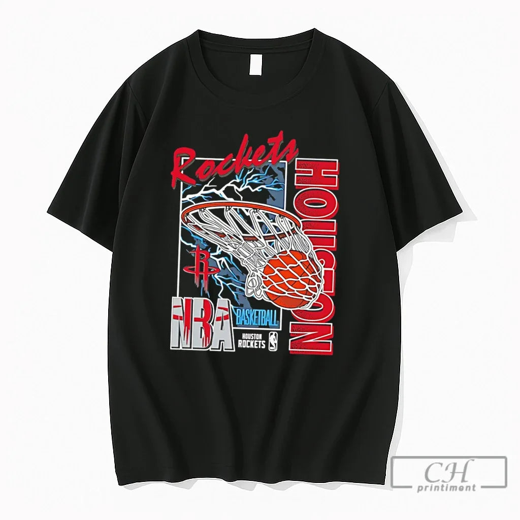 Premium Houston Rockets Lightning Swish Graphic Tee Unisex