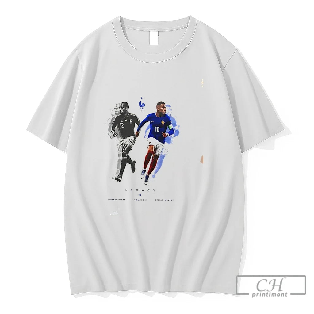 Premium Kylian Mbappe And Thierry Henry Dynamic Legacy Illustration Tee Unisex