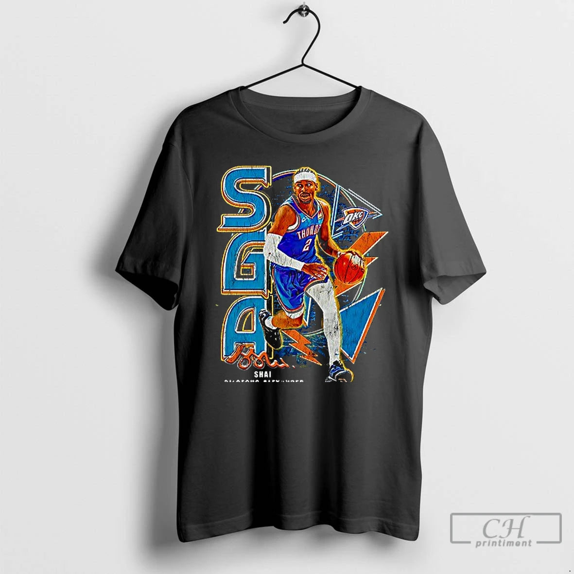 Premium Oklahoma City Thunders Gilgeous Alexander Shai Mvp Graphic Vintage 1 Sided T Shirts