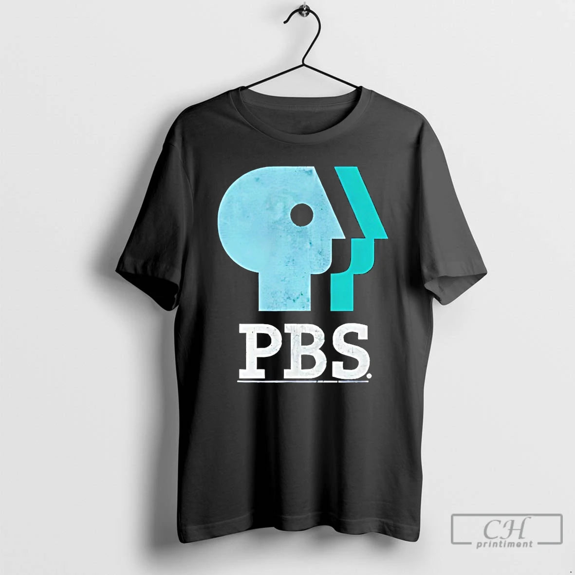 Premium Pbs Blue Teal And White Logo T Shirts