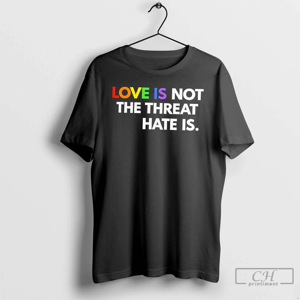 Premium Pride Love Is Not The Threat Hate Is Lgbt Pride Month 2026 T Shirts Unisex