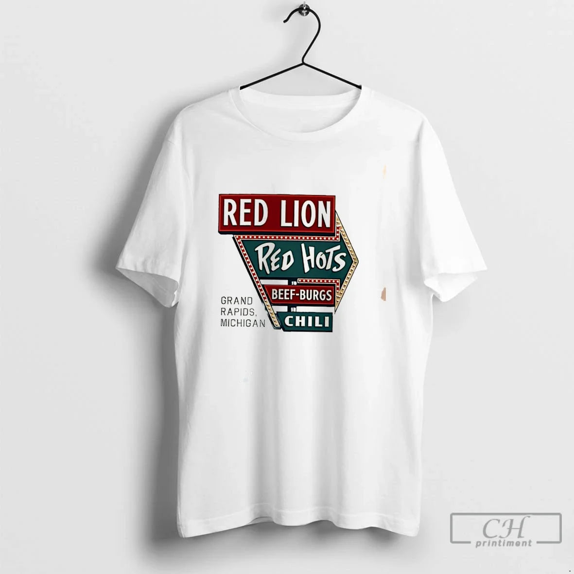 Premium Red Lion Red Hots Restaurant Based In Grand Rapids Michigan Graphic Tee T Shirts Unisex