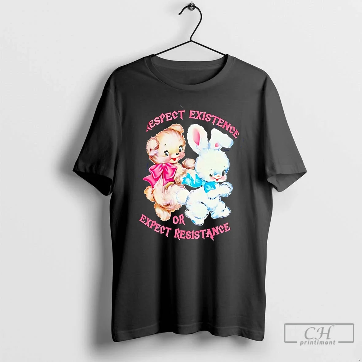 Premium Respect Existence Or Expect Resistance Cartoon Bear And Bunny Tee Unisex