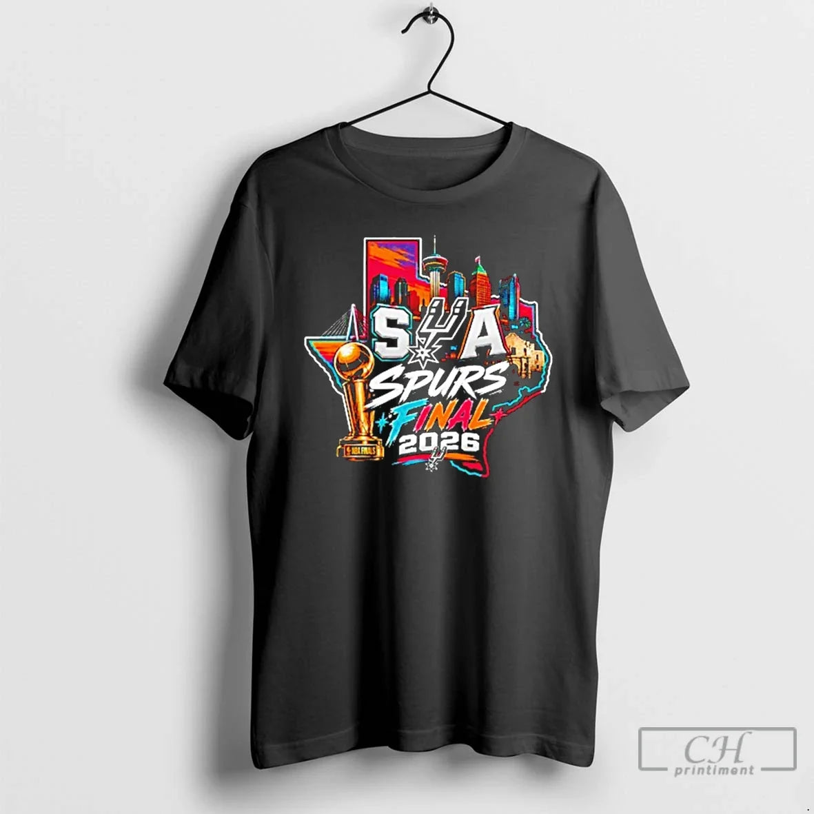 Premium San Antonio Spurs Basketball Trophy Texas Skyline Logo Sa Spurs Final 2026 T Shirts