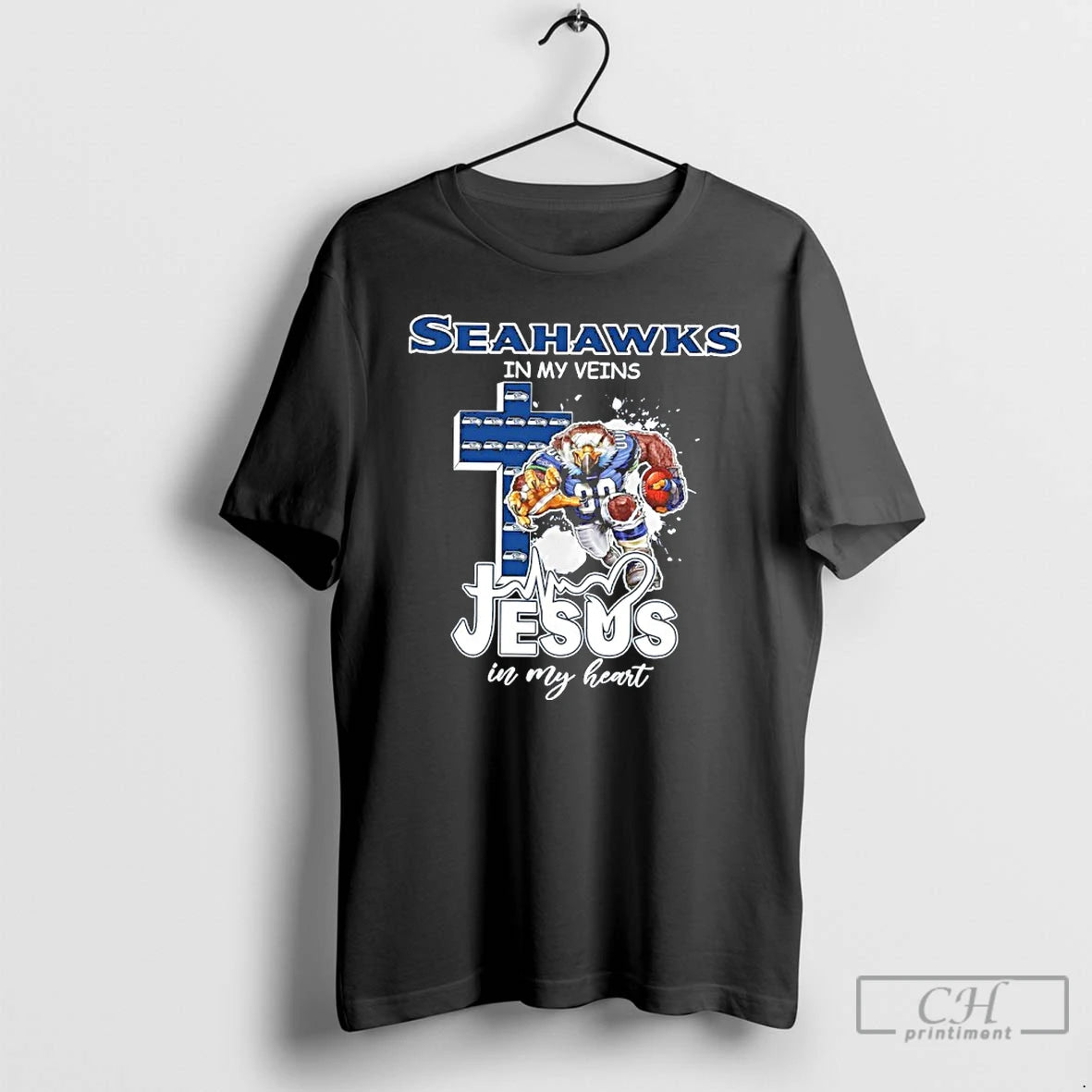 Premium Seahawks In My Veins Jesus In My Heart T Shirts